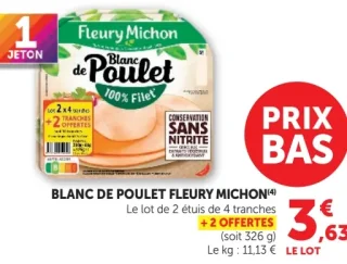 Blanc de poulet Fleury Michon 100% filet