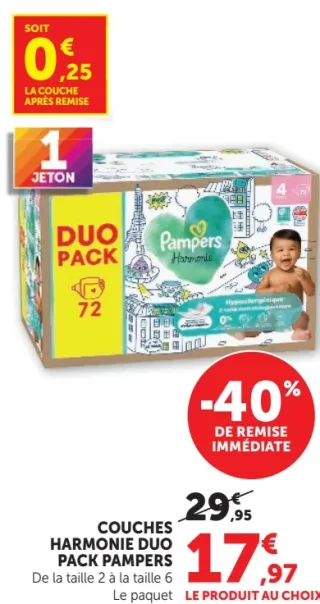 Couches Harmonie Duo Pack Pampers