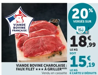 Viande Bovine Charolaise : Faux filet *** à griller