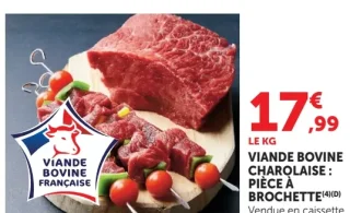 Viande Bovine Charolaise : Pièce à brochette