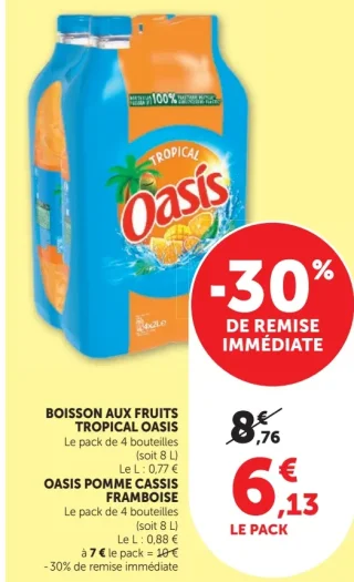 Boisson aux fruits Oasis (Tropical / Pomme Cassis Framboise)