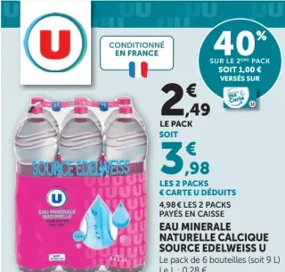 Eau minérale naturelle calcique Source Edelweiss U