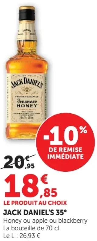 Jack Daniel's 35° Honey, apple ou blackberry