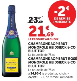 Champagne AOP Brut Monopole Heidsieck & Co Blue Top ou Brut Rosé