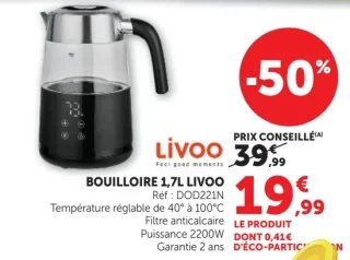 Bouilloire 1,7L Livoo Réf : DOD221N