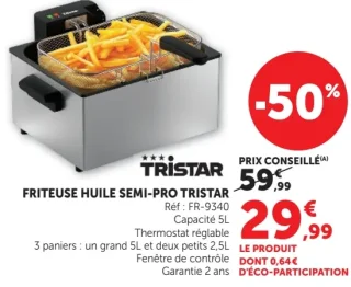 Friteuse Huile Semi-Pro Tristar FR-9340