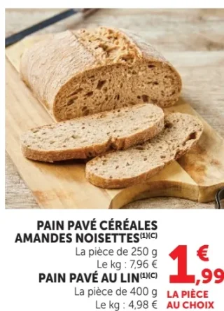 Pain Pavé Céréales Amandes Noisettes ou Pain Pavé au Lin