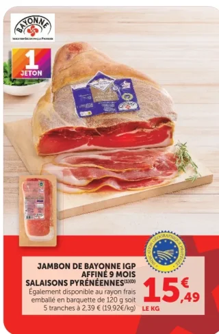 Jambon de Bayonne IGP affiné 9 mois Salaisons Pyrénéennes