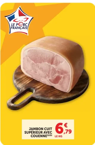 Jambon cuit supérieur avec couenne