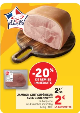 Jambon cuit supérieur avec couenne