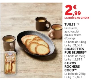 Tuiles, Cigarettes pur beurre, ou 6 Gros Rochers Coco