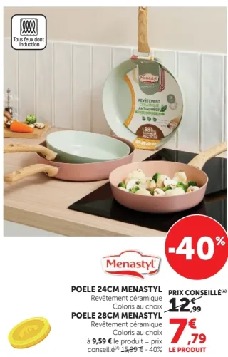 POELE 24CM MENASTYL Revêtement céramique