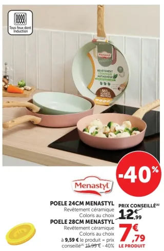 Poele Menastyl Revêtement céramique 24cm / 28cm