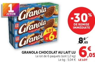 Granola Chocolat au Lait LU Le lot de 6 paquets