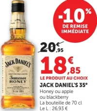 Jack Daniel's 35° Honey or apple ou blackberry