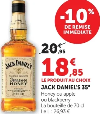 Jack Daniel's 35° Honey or apple ou blackberry