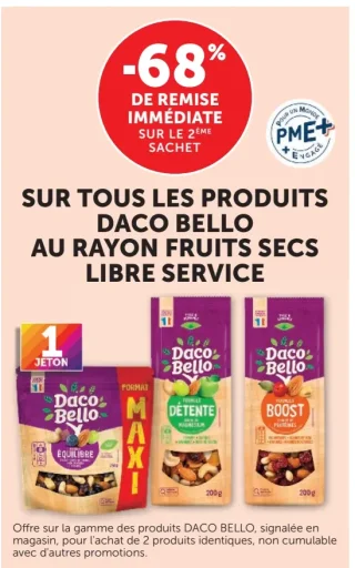 Sur tous les produits Daco Bello au rayon fruits secs libre service