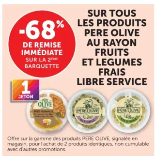 Sur tous les produits Pere Olive au rayon fruits et legumes frais libre service