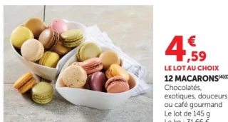 12 Macarons Chocolatés, exotiques, douceurs ou café gourmand