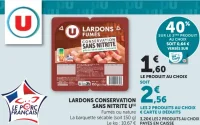 Lardons conservation sans nitrite U Fumés ou nature