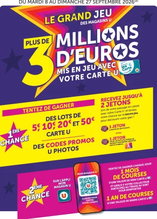 Le Grand Jeu Magasins U - 1ère chance: Tentez de gagner des lots de 5€, 10€, 20€ et 50€ Carte U ou des codes promos U Photos