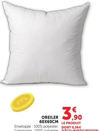 Oreiller 60x60cm 100% polyester
