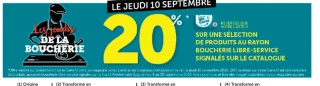 Une selection de produits au rayon boucherie libre-service signale sur le catalogue