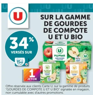 Gamme de gourdes de compote U et U Bio