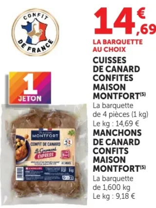 Cuisses de canard confites maison Montfort ou Manchons de canard confits maison Montfort
