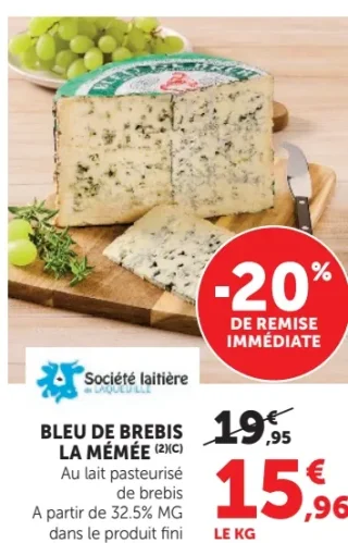Bleu de brebis La Mémée Société Laitière de Laqueuille