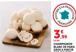 Champignon blanc de Paris gros a farcir pied coupe