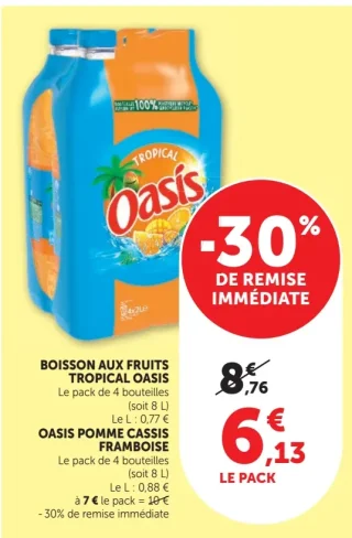BOISSON AUX FRUITS TROPICAL / POMME CASSIS FRAMBOISE OASIS