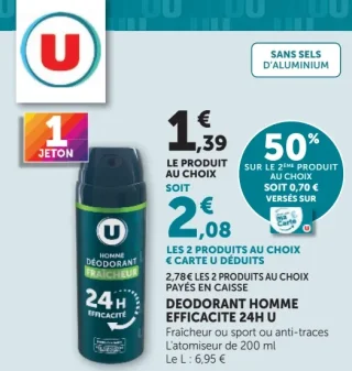 DÉODORANT HOMME EFFICACITÉ 24H U Fraîcheur