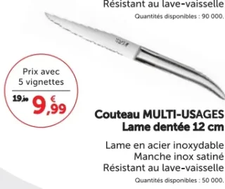 Couteau multi-usages lame dentée 12 cm