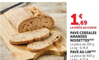 Pavé céréales amandes noisettes ou Pavé au lin
