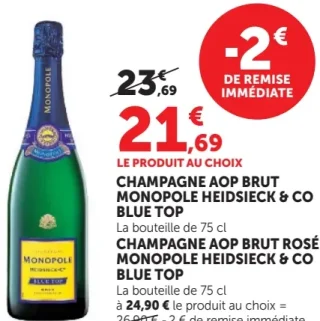 Champagne AOP Brut ou Brut Rosé Monopole Heidsieck & Co Blue Top