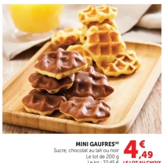 Mini Gaufres Sucre, chocolat au lait ou noir