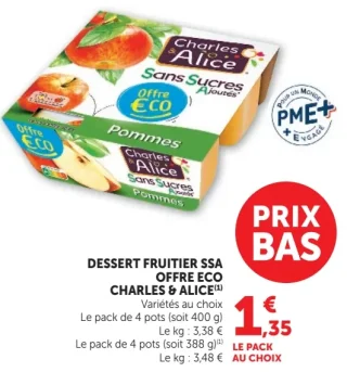 Dessert Fruitier SSA Offre Eco Charles & Alice Pommes