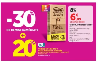Chocolat Nestlé Dessert Noir / Noir Corsé / Lait Maxi Format x 3