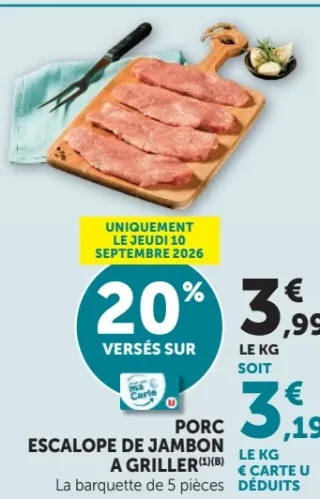 Porc Escalope de jambon à griller