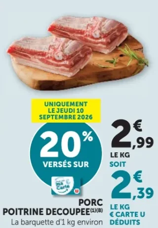 Porc Poitrine découpée