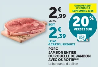 Porc Jambon entier ou rouelle de jambon avec os rôtir