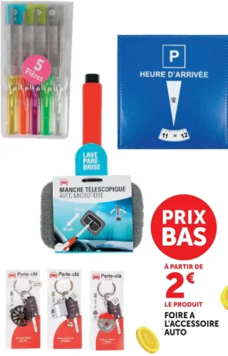 Foire à l'accessoire auto (Porte-clé, Manche télescopique, Disque de stationnement, etc.)