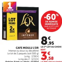 Café moulu L'Or Intense ou doux ou décaféiné