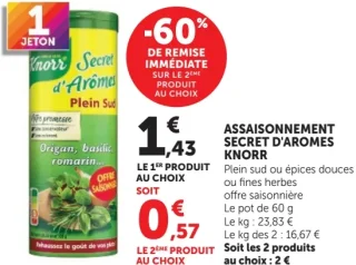 Assaisonnement Secret d'Arômes Knorr Plein sud ou épices douces ou fines herbes