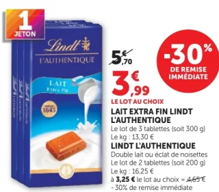 LAIT EXTRA FIN LINDT L'AUTHENTIQUE