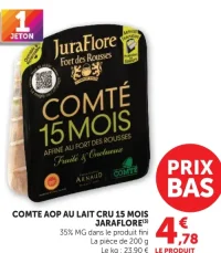 Comte AOP Au Lait Cru 15 Mois Juraflore