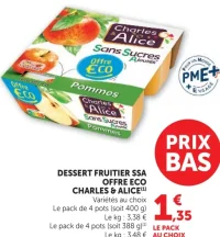 Dessert fruitier sans sucres ajoutés Charles & Alice