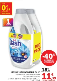 Lessive liquide Dash 2 en 1