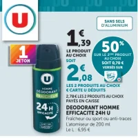 Déodorant Homme Efficacité 24h U
